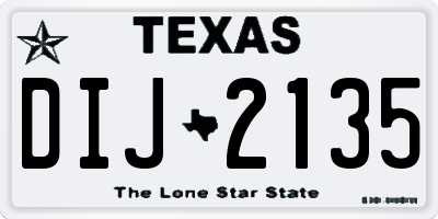 TX license plate DIJ2135