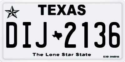 TX license plate DIJ2136