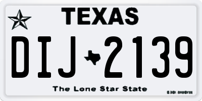 TX license plate DIJ2139