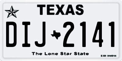 TX license plate DIJ2141