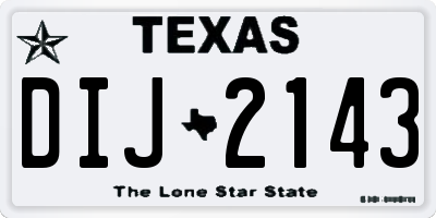 TX license plate DIJ2143