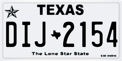 TX license plate DIJ2154