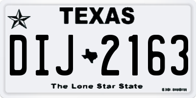 TX license plate DIJ2163
