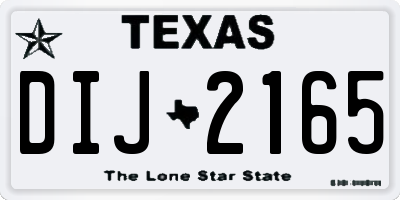 TX license plate DIJ2165