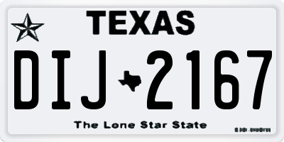 TX license plate DIJ2167