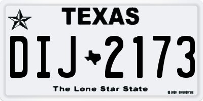 TX license plate DIJ2173