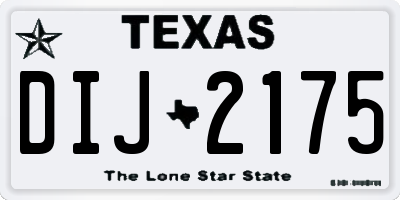 TX license plate DIJ2175