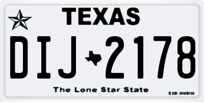 TX license plate DIJ2178