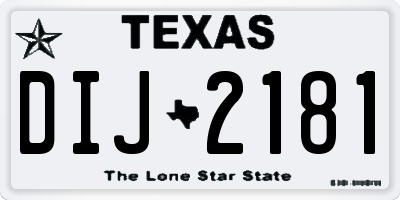 TX license plate DIJ2181