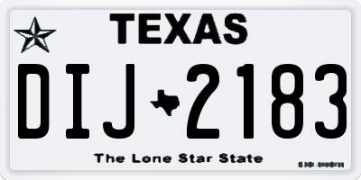 TX license plate DIJ2183