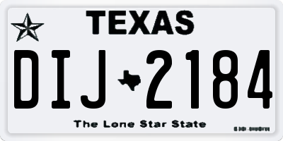 TX license plate DIJ2184
