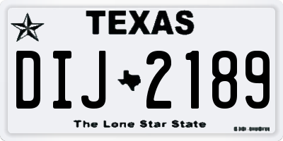 TX license plate DIJ2189