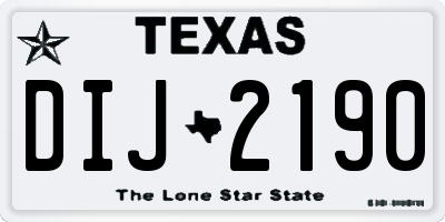 TX license plate DIJ2190