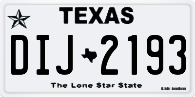 TX license plate DIJ2193
