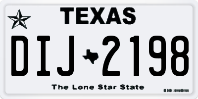 TX license plate DIJ2198