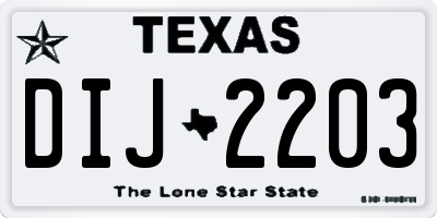 TX license plate DIJ2203
