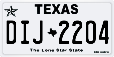 TX license plate DIJ2204
