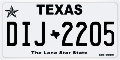 TX license plate DIJ2205