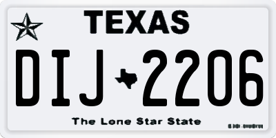 TX license plate DIJ2206
