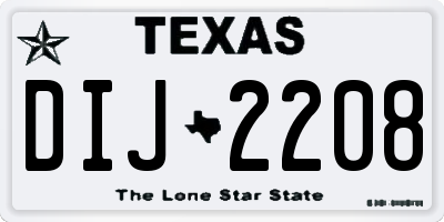 TX license plate DIJ2208