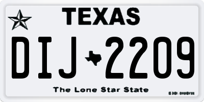 TX license plate DIJ2209