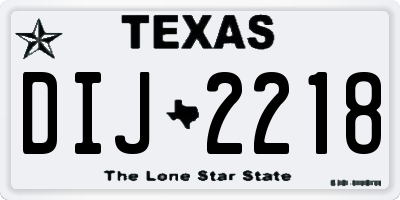 TX license plate DIJ2218