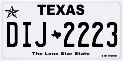 TX license plate DIJ2223