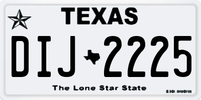 TX license plate DIJ2225