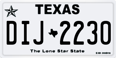 TX license plate DIJ2230