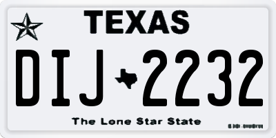 TX license plate DIJ2232