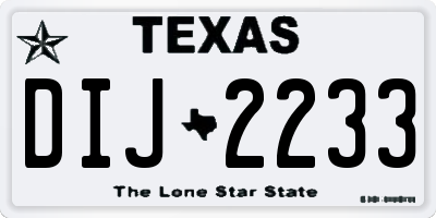 TX license plate DIJ2233