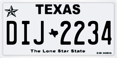 TX license plate DIJ2234
