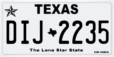 TX license plate DIJ2235