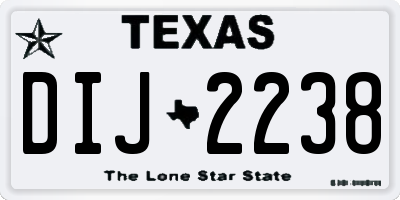 TX license plate DIJ2238