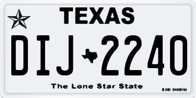 TX license plate DIJ2240