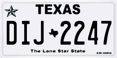 TX license plate DIJ2247
