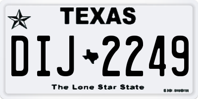 TX license plate DIJ2249