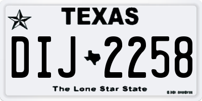 TX license plate DIJ2258