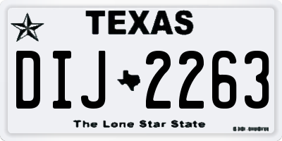 TX license plate DIJ2263