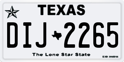TX license plate DIJ2265