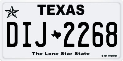TX license plate DIJ2268