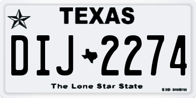TX license plate DIJ2274