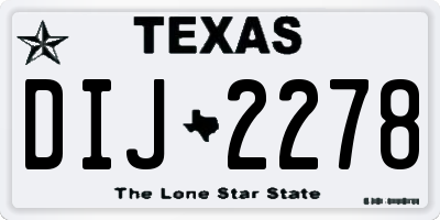 TX license plate DIJ2278