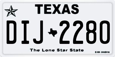 TX license plate DIJ2280