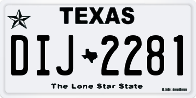 TX license plate DIJ2281