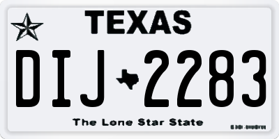 TX license plate DIJ2283