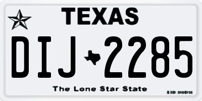 TX license plate DIJ2285