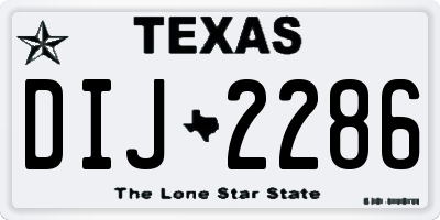TX license plate DIJ2286