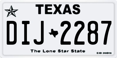 TX license plate DIJ2287
