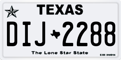 TX license plate DIJ2288